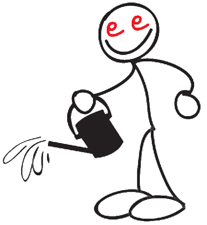 Mascotte e-partenaire tenant un arrosoir